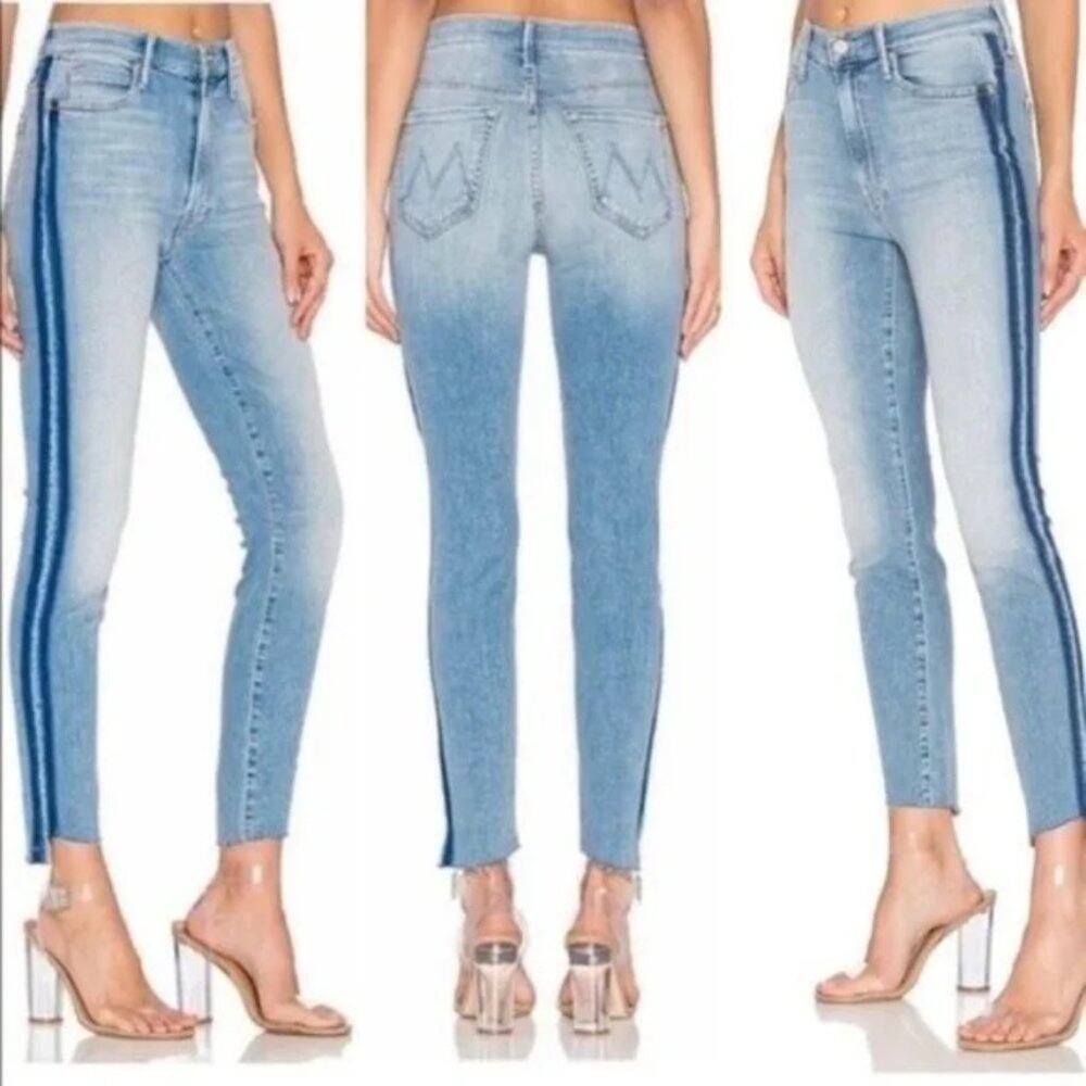 Mother Jeans Stunner Zip Ankle Step Fray Light Kitty Wash Size 28